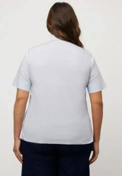 Ulla Popken V-HALS KORTE MOUWEN - Bluzka - Lichtblauw -Ulla Popken 004915e65f8c4982b10c8ab4b5ec1dae