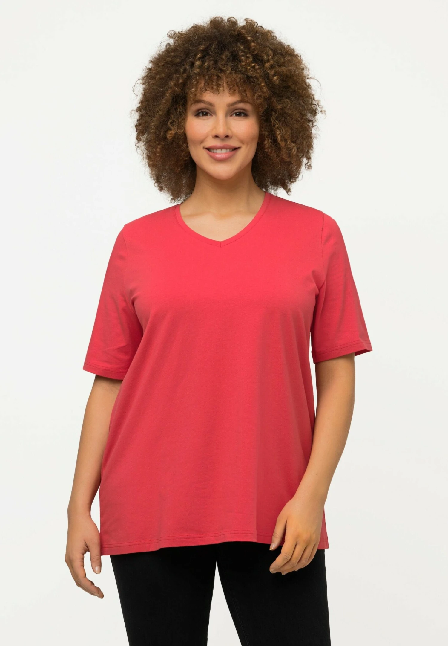 Ulla Popken T-shirt Basic - Raspberry 3 Ulla Popken T-shirt Basic - Raspberry