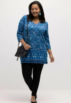 Ulla Popken Bluzka Z Długim Rękawem - Seeblau -Ulla Popken 088a0adf561c4f68ad592b1f66ecd97a