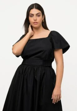 Ulla Popken PAPER TOUCH KURZ CARMEN AUSSCHNITT HALBARM - Bluzka - Schwarz -Ulla Popken 0e9ee50dc8044baba5a40f902ab6b46c