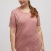 Ulla Popken STRIPE ROUND NECK SHORT SLEEVE - Koszulka Do Spania - Pink Multi Stripe