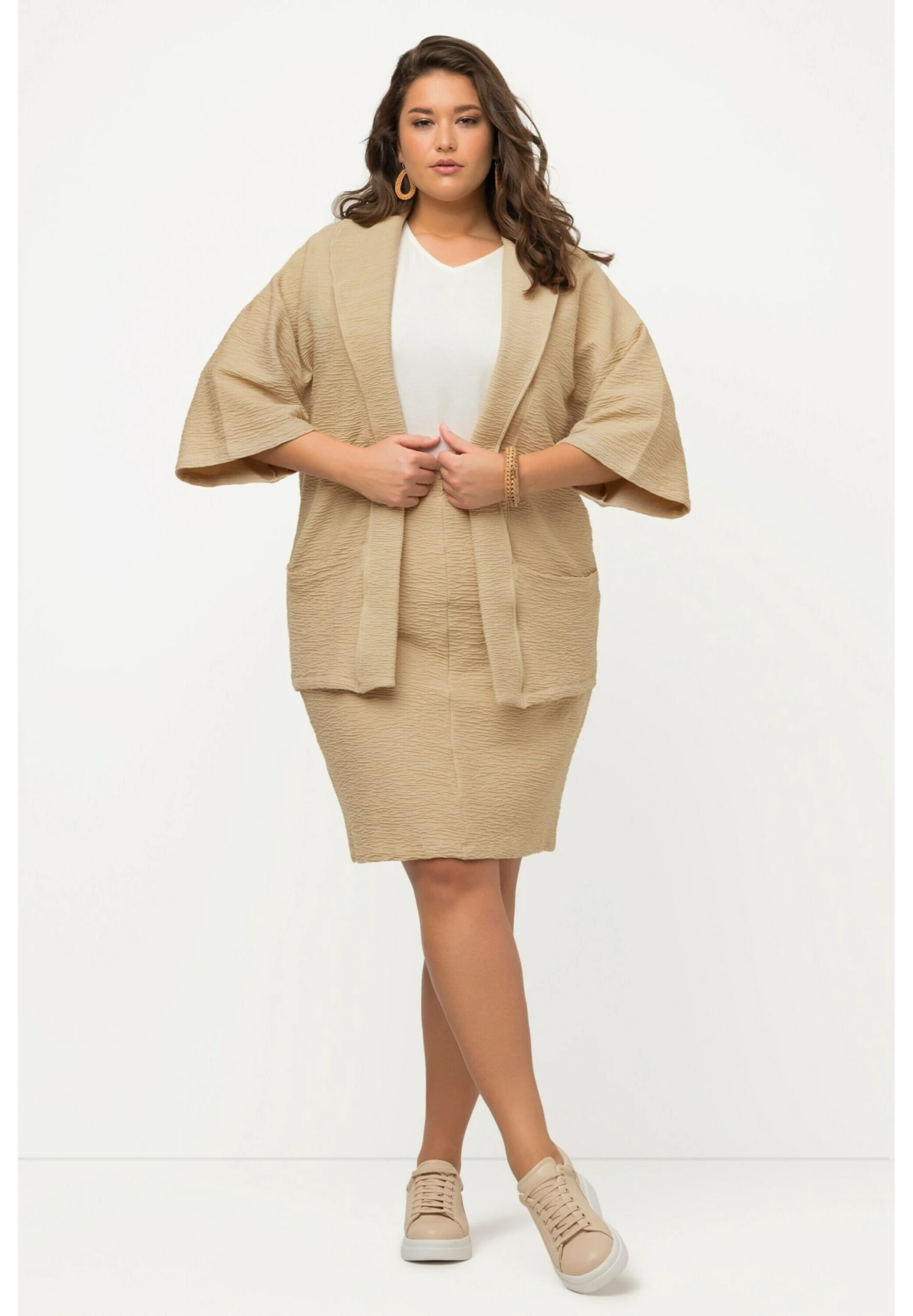 Ulla Popken 3D-STRUKTUR KRAGEN 3/4-ARM - Kardigan - Popcorn 4 Ulla Popken 3D-STRUKTUR KRAGEN 3/4-ARM - Kardigan - Popcorn - obrazek 2