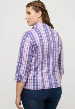 Ulla Popken KARO KELCHKRAGEN 3/4 ARM - Koszula - Dunkles Flieder 9 Ulla Popken KARO KELCHKRAGEN 3/4 ARM - Koszula - Dunkles Flieder -Ulla Popken 1722c98f80524eb08c43b505659348fb