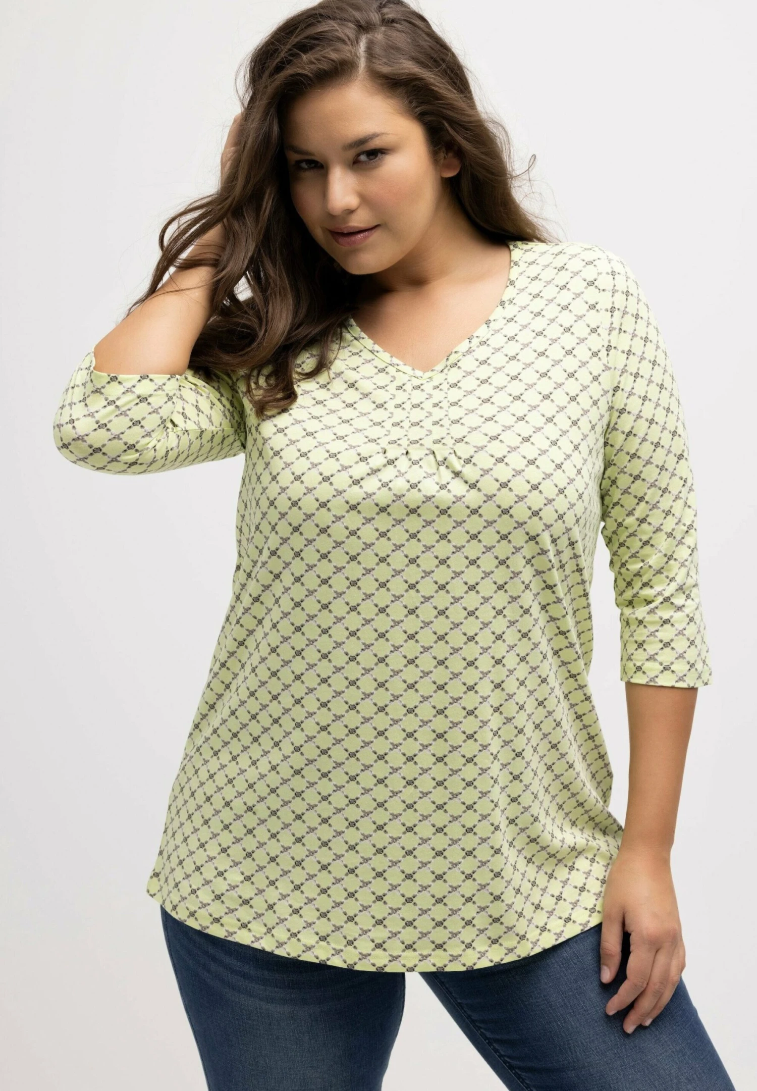 Ulla Popken Bluzka Z Długim Rękawem - Lime Green Multi 3 Ulla Popken Bluzka Z Długim Rękawem - Lime Green Multi