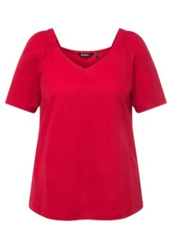 Ulla Popken FRONCES COL EN V MANCHES COURTES - T-shirt Basic - Lychee -Ulla Popken 230737fb14814d979c810b7665ee7a70