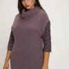 Ulla Popken COL DROIT SANS MANCHES - Sweter - Mauve Lilas