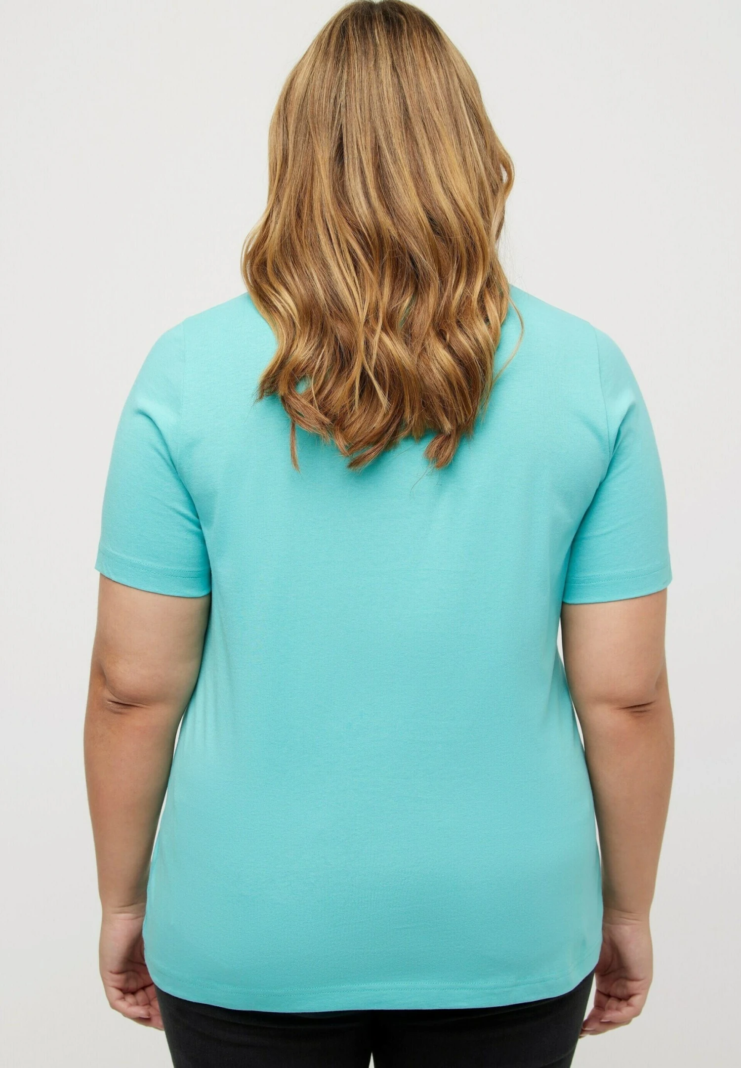 Ulla Popken T-shirt Basic - Türkis 5 Ulla Popken T-shirt Basic - Türkis - obrazek 3