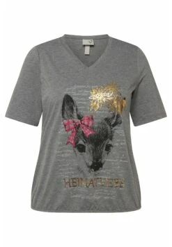 Ulla Popken T-shirt Z Nadrukiem - Gris Chiné -Ulla Popken 282da7a95dc444f98499095d6db0b8cb