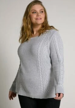 Ulla Popken Sweter - Lichtgrijs Melange