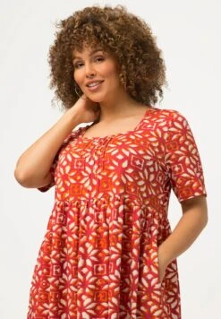 Ulla Popken A-LIJN CARRÉHALS KORTE MOUWEN - Sukienka Letnia - Kastanjebruin -Ulla Popken 2b6a2c93ee4a44b7822d5b5880120c0f