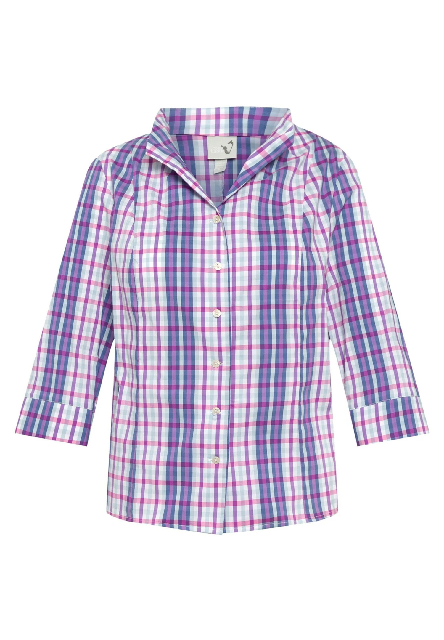 Ulla Popken KARO KELCHKRAGEN 3/4 ARM - Koszula - Dunkles Flieder 7 Ulla Popken KARO KELCHKRAGEN 3/4 ARM - Koszula - Dunkles Flieder - obrazek 5