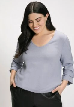 Ulla Popken MANCHES - Bluza - Light Blue