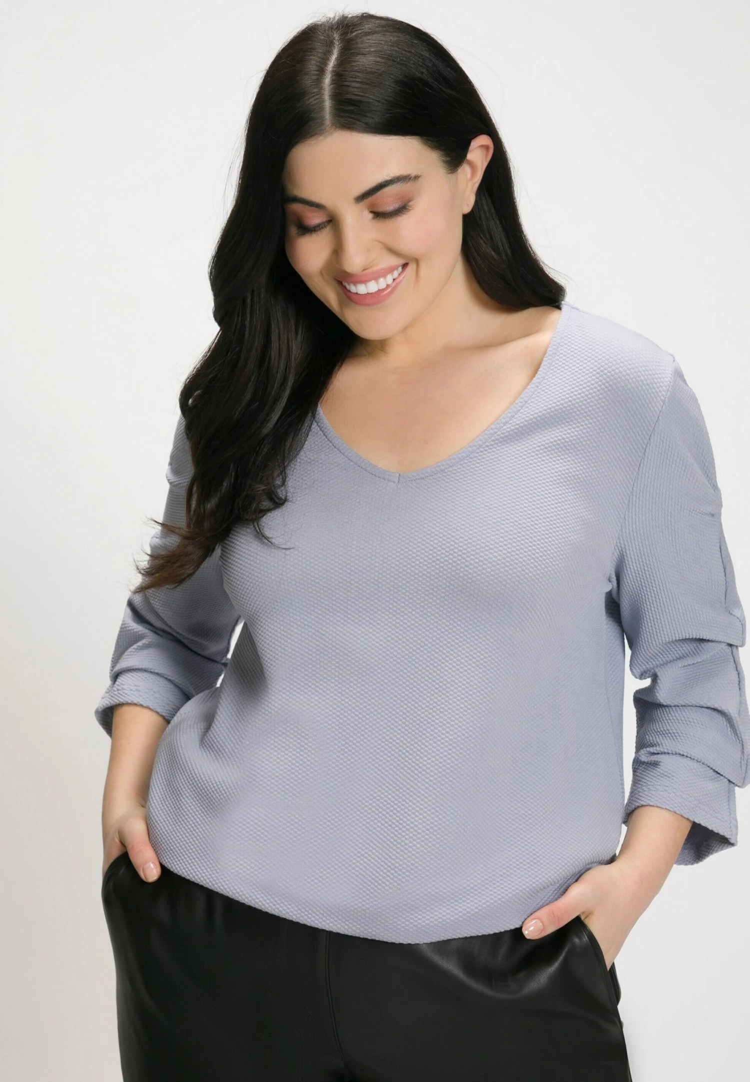 Ulla Popken MANCHES - Bluza - Light Blue 3 Ulla Popken MANCHES - Bluza - Light Blue