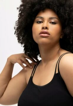 Ulla Popken SPAGHETTITRÄGER OHNE SEITENNÄHTE, DOPPELTE TRÄGER - Podkoszulki - Schwarz -Ulla Popken 3604b8660a904801961bd221bb23700a