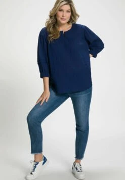 Ulla Popken SEERSUCKER - Bluzka - Nachtblauw -Ulla Popken 366223c09dda4c119ed1b80cd991ace4