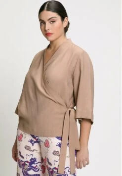 Ulla Popken STYLE CACHE CŒUR COL EN V MANCHES 3/4 - Bluzka - Marron -Ulla Popken 394e91c4ab3b43a19212eab6e3d16a2c