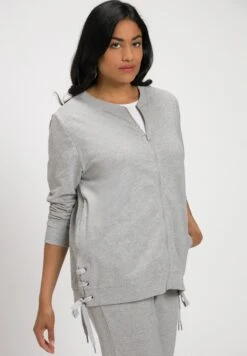 Ulla Popken HOMEWEAR LANGE MOUWEN - Bluza Rozpinana - Lichtgrijs Melange -Ulla Popken 3a4c739f6fd945aab9eaa29cd637642a