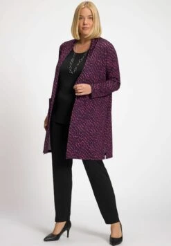 Ulla Popken MATTE GRAPHIC PRINT POCKET - Krótki Płaszcz - Hot Pink Multi -Ulla Popken 3b4fde0d36c9492d8d115a8db0887548