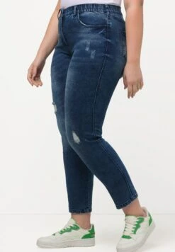 Ulla Popken DESTROY EFFECT HIGH WAIST SKINNY SARAH FIT - Jeansy Skinny Fit - Dark Blue Denim -Ulla Popken 3f76e39fbdc846bbb236a56ed739676f
