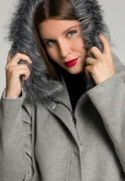 Ulla Popken CORDON COULISSANT À LA TAILLE - Klasyczny Płaszcz - Gris Clair Chiné -Ulla Popken 3ff75e57689a44178a38747d1e0937b9