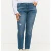 Ulla Popken DISTRESSED SARAH - Jeansy Slim Fit - Blue Denim