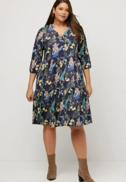 Ulla Popken PFAUEN A LINIE V AUSSCHNITT - Sukienka Koszulowa - Marine