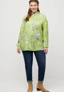 Ulla Popken LANGE MOUWEN - Koszula - Hooigroen 8 Ulla Popken LANGE MOUWEN - Koszula - Hooigroen -Ulla Popken 48added947ab4d3b8e22f36d6acc8b52