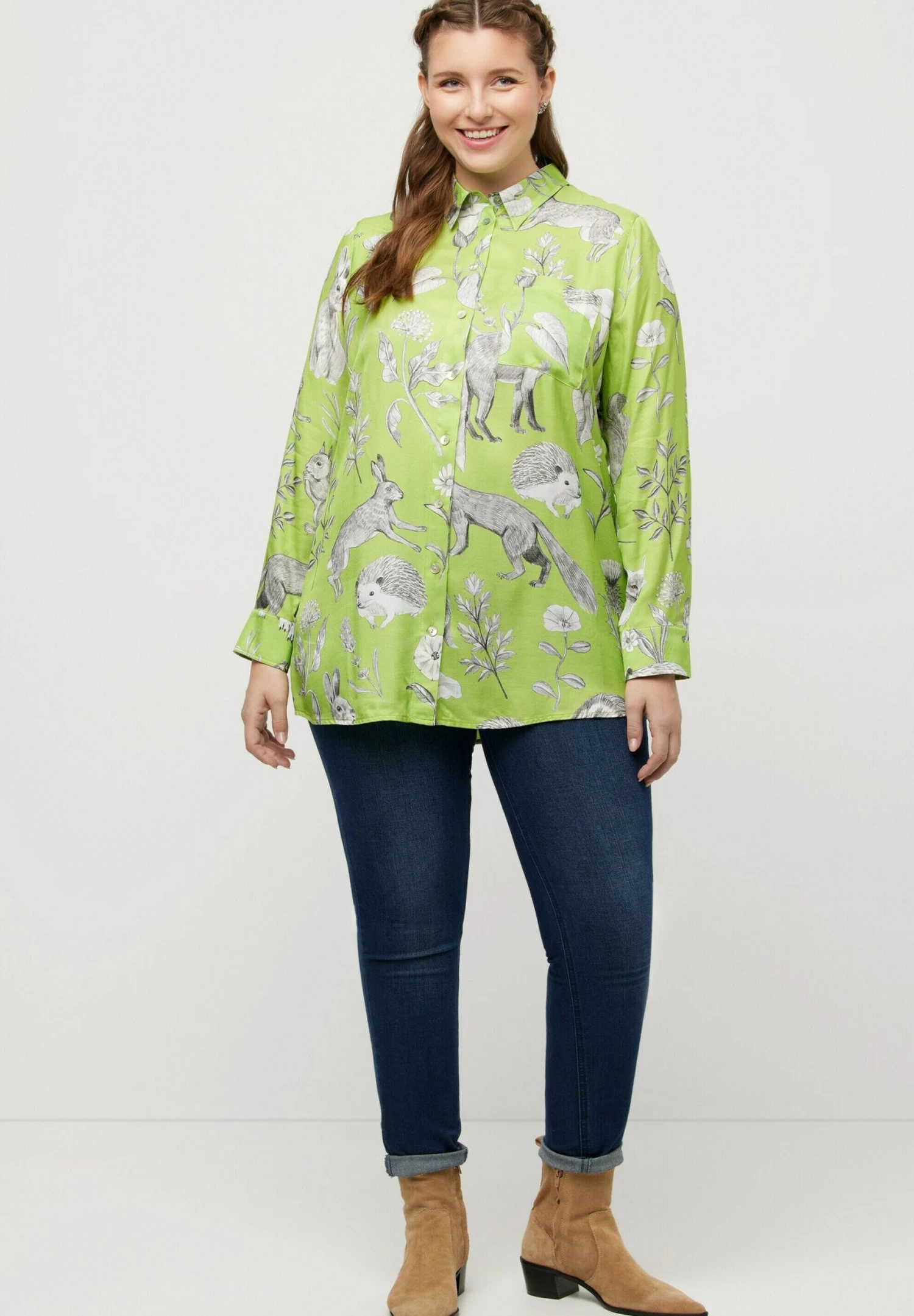 Ulla Popken LANGE MOUWEN - Koszula - Hooigroen 4 Ulla Popken LANGE MOUWEN - Koszula - Hooigroen - obrazek 2