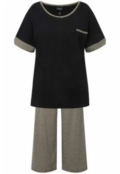 Ulla Popken SET BORSTZAKJE WIJDE PIJPEN RONDE HALS KORTE MOUWEN - Piżama - Zwart -Ulla Popken 48ff1f86ad7b4137822063e3689a0e7c