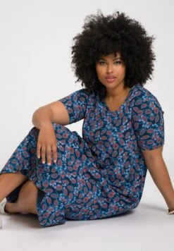 Ulla Popken COL V MANCHES COURTES - Sukienka Letnia - Bleu Marine -Ulla Popken 4ae30b133afa4310a88d29034da56764