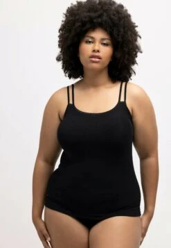 Ulla Popken SPAGHETTITRÄGER OHNE SEITENNÄHTE, DOPPELTE TRÄGER - Podkoszulki - Schwarz