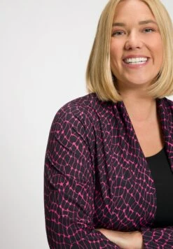 Ulla Popken MATTE GRAPHIC PRINT POCKET - Krótki Płaszcz - Hot Pink Multi -Ulla Popken 4f89f790579146e39455b4111065835a