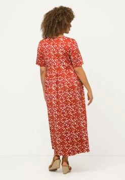 Ulla Popken A-LIJN CARRÉHALS KORTE MOUWEN - Sukienka Letnia - Kastanjebruin -Ulla Popken 5220e0061a9740bd818cd844fafafa8d