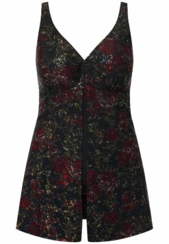 Ulla Popken SHIMMER PRINT SPLIT - Kostium Kąpielowy - Black -Ulla Popken 569ebf99f61b42aba96fdabdf8ce3584