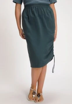 Ulla Popken MIDI TUNNELKOORD ELASTISCHE BAND ZAKKEN - Spódnica Trapezowa - Nachtgrijs