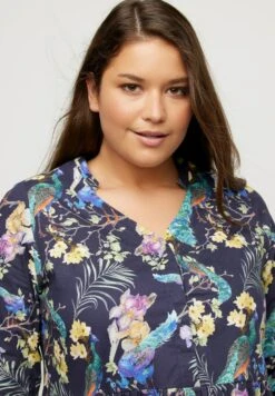 Ulla Popken PFAUEN A LINIE V AUSSCHNITT - Sukienka Koszulowa - Marine -Ulla Popken 5bc471bd59ff41f682f90ca469d79e81