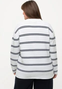 Ulla Popken RINGEL V-AUSSCHNITT LANGARM - Sweter - Schneeweiß -Ulla Popken 5e73cda9e1fe4223aae512089f0ed847