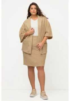 Ulla Popken 33 Ulla Popken 3D-STRUKTUR KRAGEN 3/4-ARM - Kardigan - Popcorn