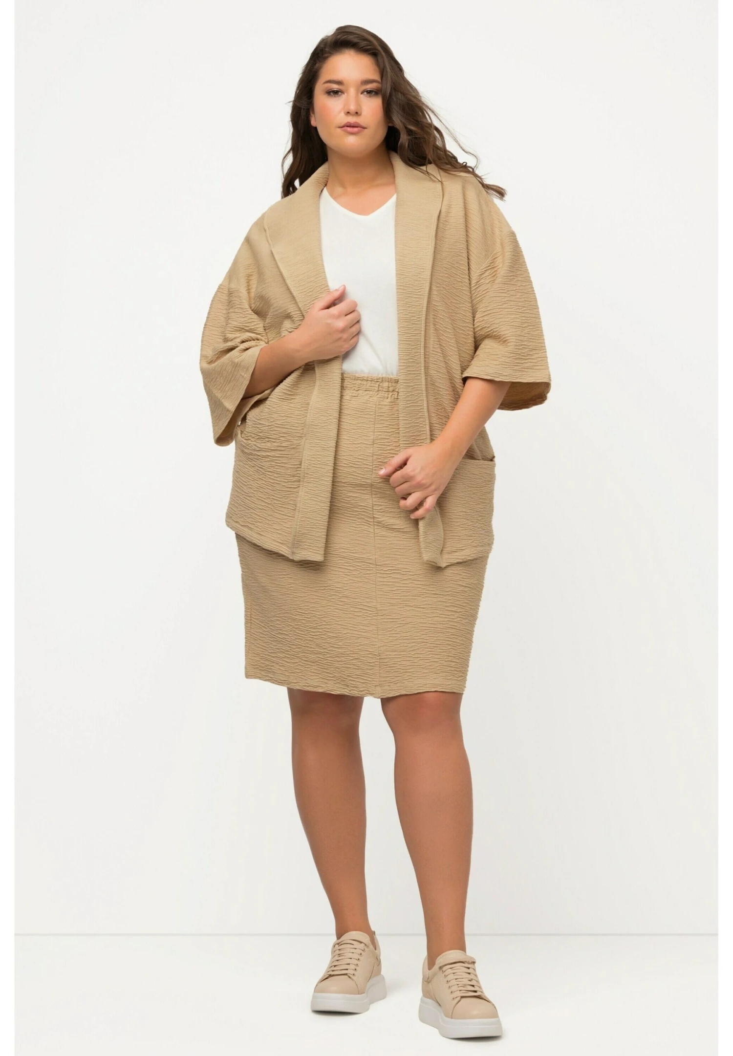 Ulla Popken 3D-STRUKTUR KRAGEN 3/4-ARM - Kardigan - Popcorn 3 Ulla Popken 3D-STRUKTUR KRAGEN 3/4-ARM - Kardigan - Popcorn