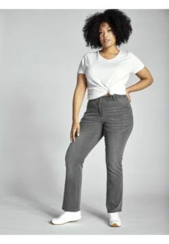 Ulla Popken Jeansy Bootcut - Light Grey Denim