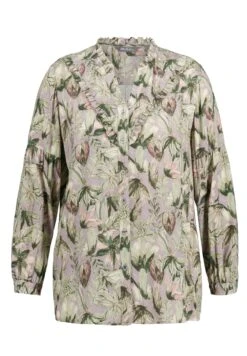 Ulla Popken BLOEMEN RUCHE LANGE MOUWEN - Koszula - Opaalsering -Ulla Popken 6a0405c908b14c5891c6f96b017b950c