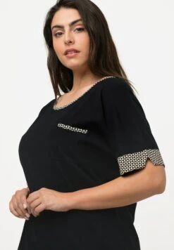 Ulla Popken SET BORSTZAKJE WIJDE PIJPEN RONDE HALS KORTE MOUWEN - Piżama - Zwart -Ulla Popken 6baff03d41434cb687e823f72ed461a2