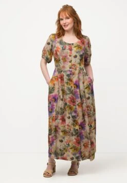 Ulla Popken HALBARM - Długa Sukienka - Abricot Pastel