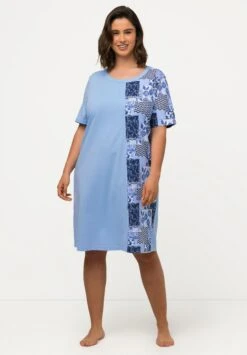 Ulla Popken PATCH PRINT STYLE - Koszula Nocna - Ice Blue