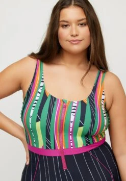 Ulla Popken ZIP, SANS BONNETS SOUPLES, JAMBES COURTES - Kostium Kąpielowy - Noir -Ulla Popken 71b65487d2fd4b98b599aed4039fbe9f