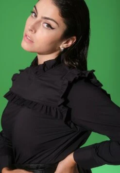 Ulla Popken Bluzka - Black -Ulla Popken 729e0ccd9d3b46e8ab8242a41a5f6f5c