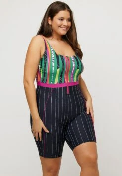 Ulla Popken ZIP, SANS BONNETS SOUPLES, JAMBES COURTES - Kostium Kąpielowy - Noir -Ulla Popken 7604a42d55b74d5eb5b6e57b8c4fb77f