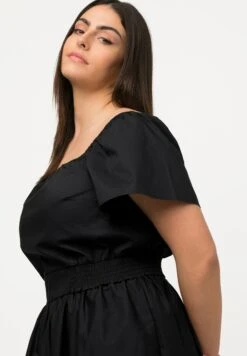 Ulla Popken PAPER TOUCH KURZ CARMEN AUSSCHNITT HALBARM - Bluzka - Schwarz -Ulla Popken 76fe57169180480b986c214010021b77