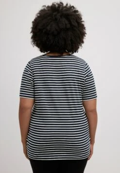 Ulla Popken STRIPE ROUND NECK SHORT SLEEVE - Koszulka Do Spania - Navy Blue Stripe -Ulla Popken 77402767a1bc4ad7b7a46cdb94970aea