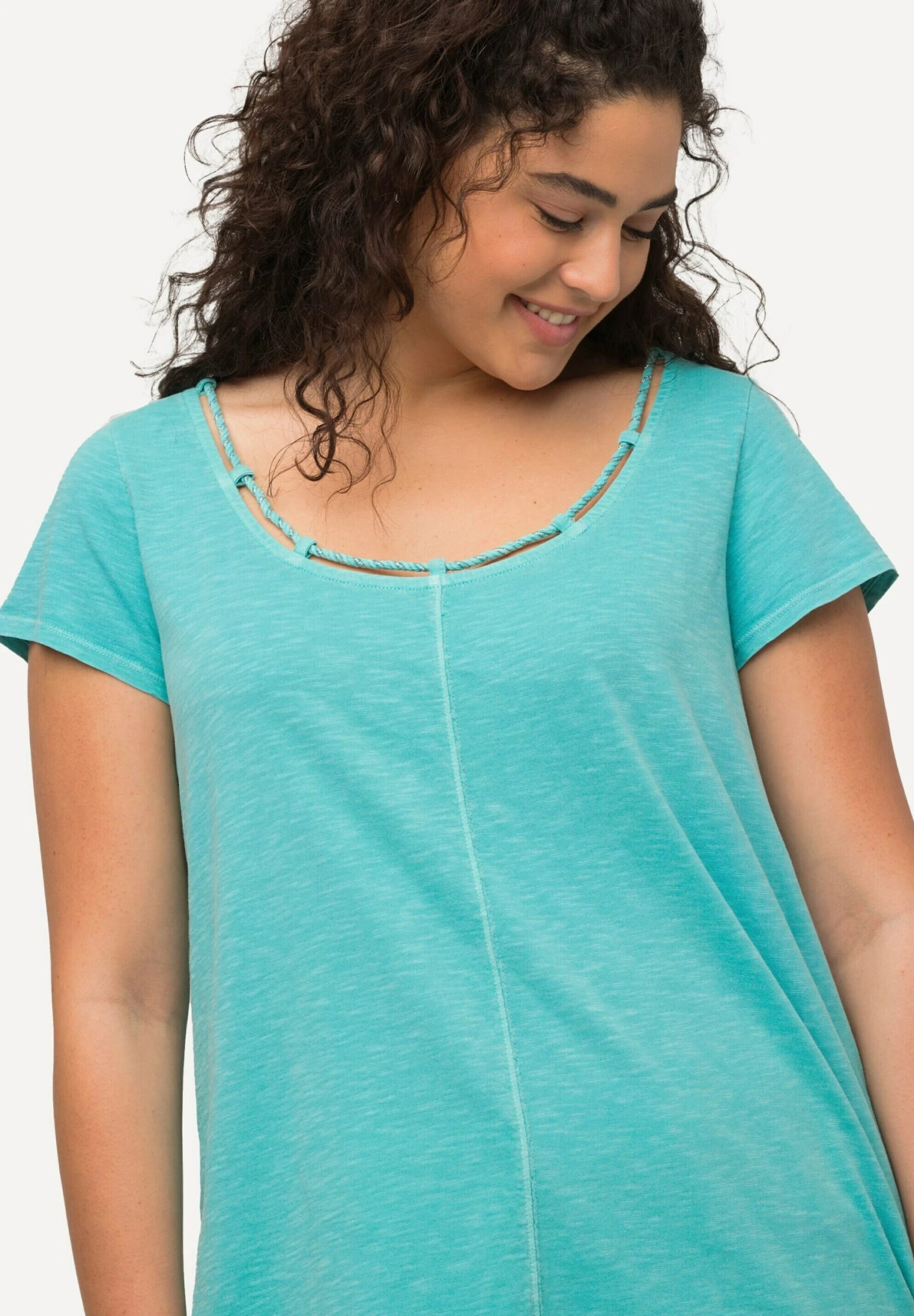 Ulla Popken T-shirt Basic - Aqua Foncé 5 Ulla Popken T-shirt Basic - Aqua Foncé - obrazek 3
